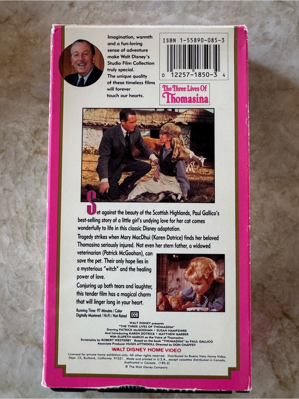 Walt Disney's The Three Lives of Thomasina Pink VHS - Picture 2 of 3
